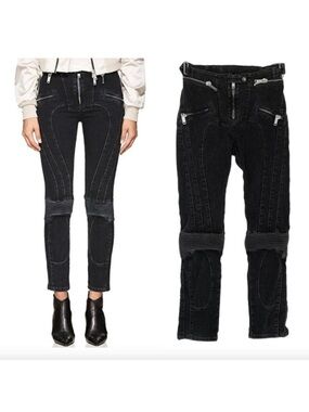 Unravel Project Skinny Moto Jeans‎ Zipper Distressed Black 29 EUC